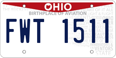 OH license plate FWT1511