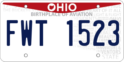 OH license plate FWT1523