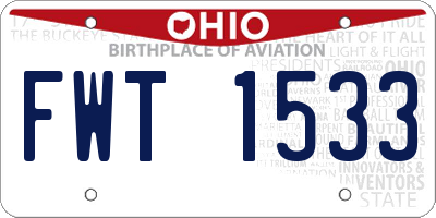 OH license plate FWT1533