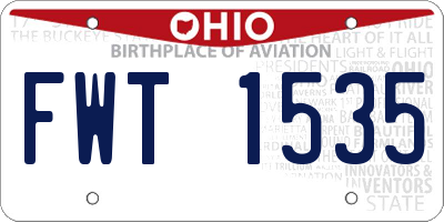 OH license plate FWT1535