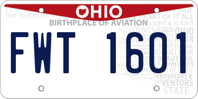 OH license plate FWT1601