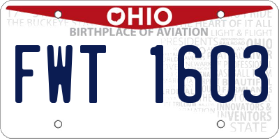 OH license plate FWT1603