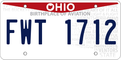 OH license plate FWT1712