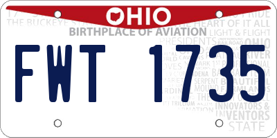 OH license plate FWT1735