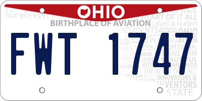 OH license plate FWT1747