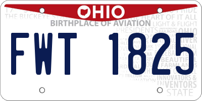 OH license plate FWT1825