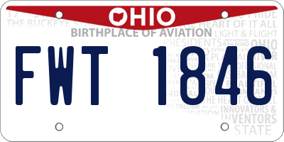 OH license plate FWT1846