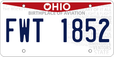 OH license plate FWT1852