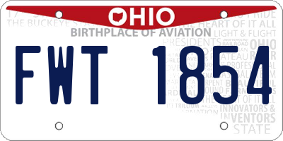 OH license plate FWT1854