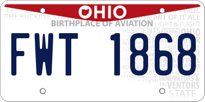 OH license plate FWT1868