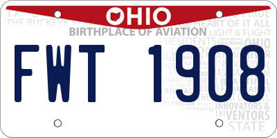 OH license plate FWT1908