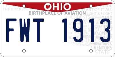OH license plate FWT1913