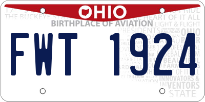 OH license plate FWT1924