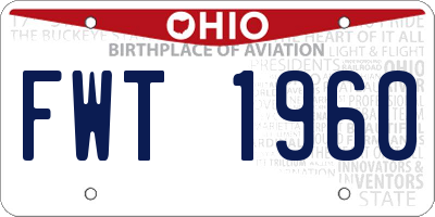 OH license plate FWT1960