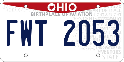 OH license plate FWT2053