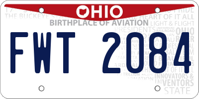 OH license plate FWT2084
