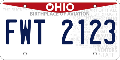 OH license plate FWT2123