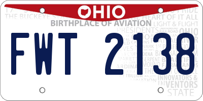 OH license plate FWT2138