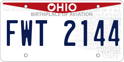 OH license plate FWT2144