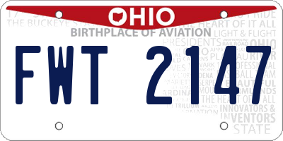 OH license plate FWT2147