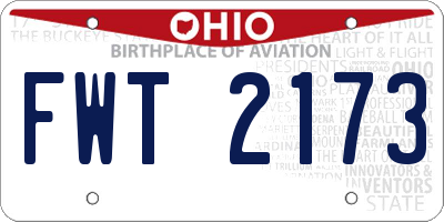 OH license plate FWT2173