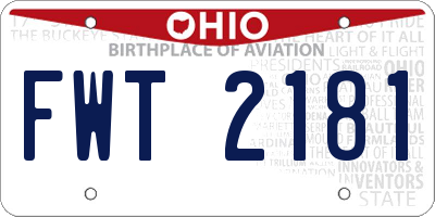 OH license plate FWT2181