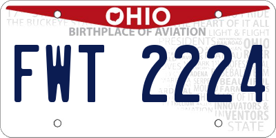 OH license plate FWT2224