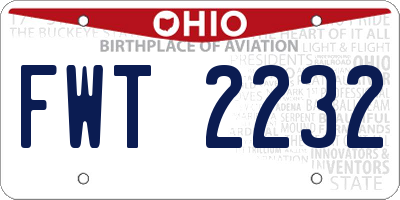 OH license plate FWT2232