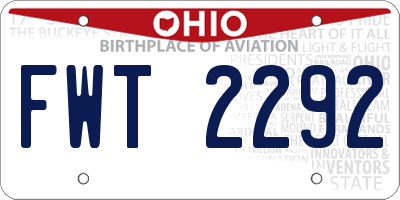 OH license plate FWT2292