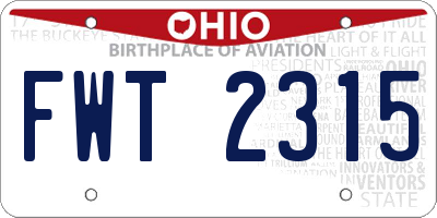 OH license plate FWT2315