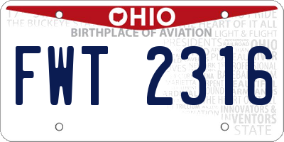 OH license plate FWT2316