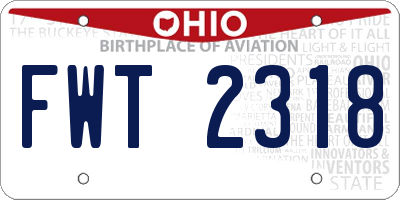 OH license plate FWT2318