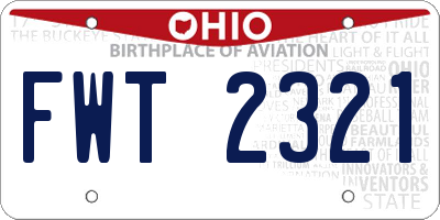 OH license plate FWT2321