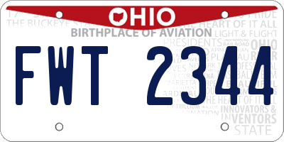OH license plate FWT2344