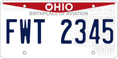 OH license plate FWT2345