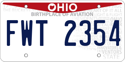 OH license plate FWT2354