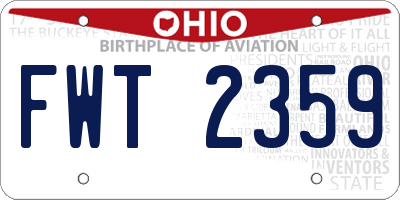 OH license plate FWT2359