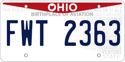 OH license plate FWT2363