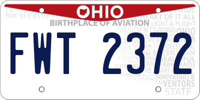 OH license plate FWT2372