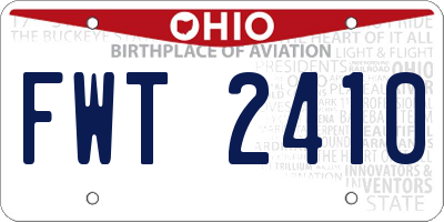 OH license plate FWT2410