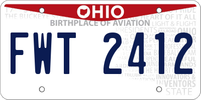 OH license plate FWT2412
