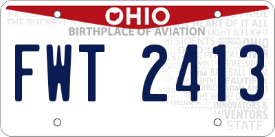 OH license plate FWT2413