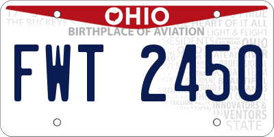 OH license plate FWT2450