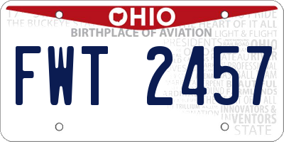 OH license plate FWT2457