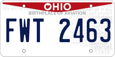 OH license plate FWT2463