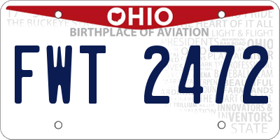 OH license plate FWT2472