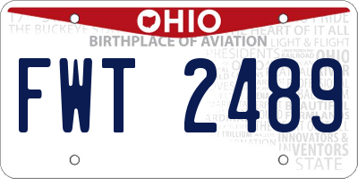 OH license plate FWT2489