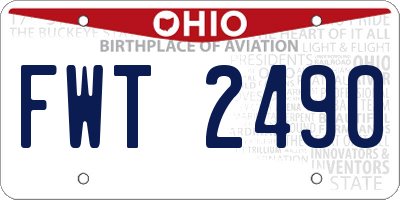 OH license plate FWT2490