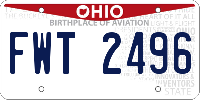 OH license plate FWT2496
