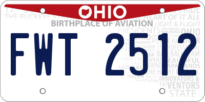 OH license plate FWT2512